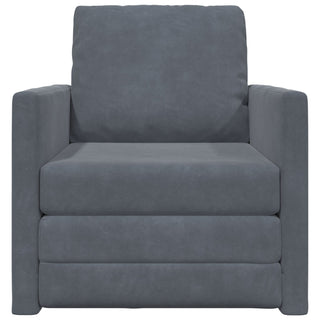 vidaXL Floor Sofa Single Convertible Velvet 74x77x81 cm Dark Grey - Sofa In Store