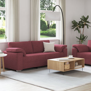 vidaXL 2 Piece Sofa Set with Cushions Wine Red Fabric