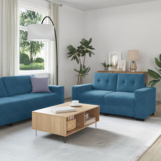 vidaXL 3 Piece Sofa Set with Cushions Blue Velvet - Sofa In Store