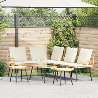 vidaXL 4 Piece Garden Sofa Set with Cushions Natural Poly Rattan - 3328651 - Sofa In Store