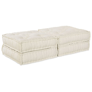 vidaXL 2-Seater Modular Pouffe Sofa Convertible Cream Fabric - Sofa In Store