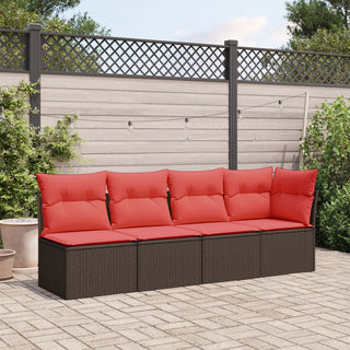 vidaXL Garden Sofa Red cushions, Brown frame - Sofa In Store