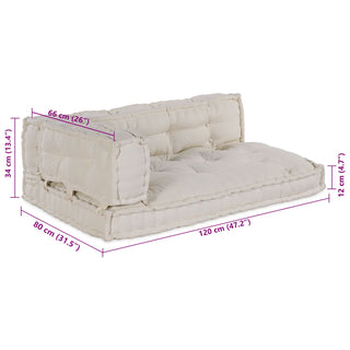 vidaXL Pallet Sofa Cushion with Arm and Back Support Cream Fabric - Sofa In Store