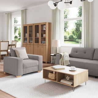 vidaXL 3 Piece Sofa Set with Cushions in Taupe Fabric