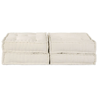 vidaXL 2-Seater Modular Pouffe Sofa Convertible Cream Fabric - Sofa In Store