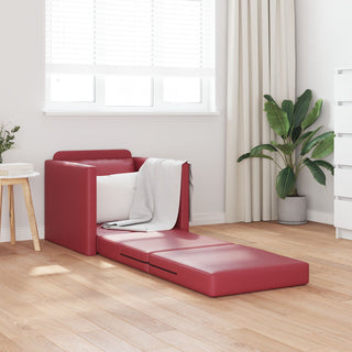 vidaXL Floor Sofa Bed 2-in-1 Wine Red 74x77x81 cm Faux Leather