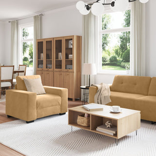 vidaXL 3 Piece Sofa Set with Cushions Brown Velvet