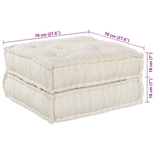vidaXL 2-Seater Modular Pouffe Sofa Convertible Cream Fabric - Sofa In Store