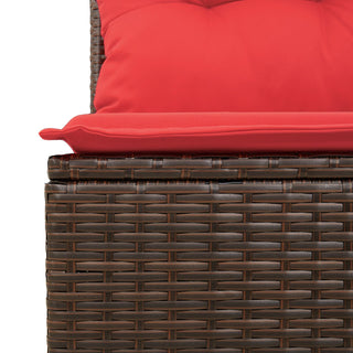 vidaXL Garden Sofa Red, Brown Rattan, Fabric Compact Seats Many - Sofa In Store