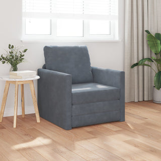 vidaXL Floor Sofa Single Convertible Velvet 74x77x81 cm Dark Grey - Sofa In Store