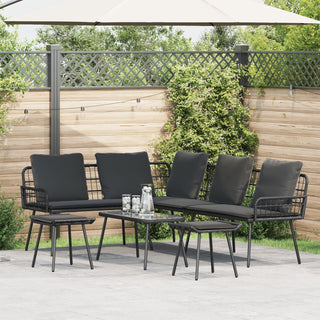 vidaXL 4 Piece Garden Sofa Set with Cushions Black Poly Rattan - 3328650 - Sofa In Store