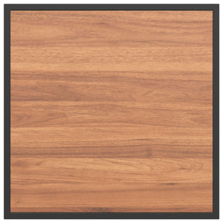 A square light brown wood panel with a natural grain and slim black edge, ideal as an accent for the vidaXL SOFAINSTORE 2 Piece Garden Armchair Set—Light Grey Cushions, Black Frame—or to enhance outdoor lounge spaces.