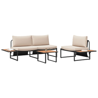 vidaXL 3 Piece Garden Sofa Set with Taupe Cushions