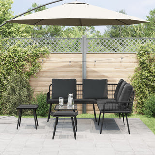 vidaXL 4 Piece Garden Sofa Set with Cushions Black Poly Rattan - 3328650 - Sofa In Store