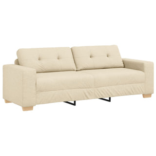 vidaXL 3 Piece Sofa Set with Cushions Cream Fabric - Sofa In Store