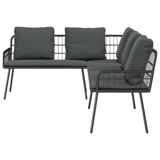 vidaXL 4 Piece Garden Sofa Set with Cushions Black Poly Rattan - 3328650 - Sofa In Store