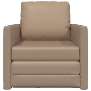 vidaXL Floor Sofa Bed 2-in-1 Cappuccino 74x77x81 cm Faux Leather - Sofa In Store