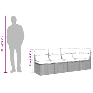 vidaXL Garden Sofa Beige and Navy Blue Rattan and Polyester Large - Sofa In Store