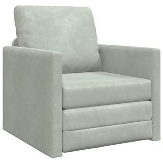 vidaXL Floor Sofa Single Convertible Velvet 74x77x81 cm Light Grey - Sofa In Store