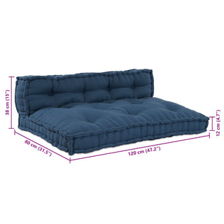 vidaXL Pallet Sofa Cushion with Back Support Blue Fabric - Sofa In Store