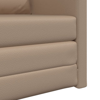 vidaXL Floor Sofa Bed 2-in-1 Cappuccino 74x77x81 cm Faux Leather - Sofa In Store