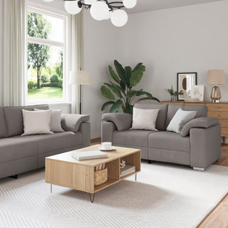 vidaXL 3-Piece Sofa Set with Cushions in Taupe Fabric