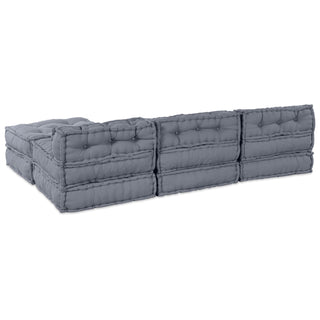 vidaXL 4-Seater Modular Pouffe Sofa Convertible Grey Fabric - 3315094 - Sofa In Store