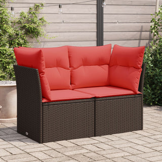 vidaXL Garden Sofa Red, Brown Rattan, Fabric Compact Seats Many - Sofa In Store