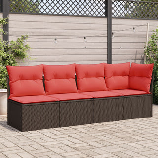 vidaXL Garden Sofa Red cushions, Brown frame - Sofa In Store