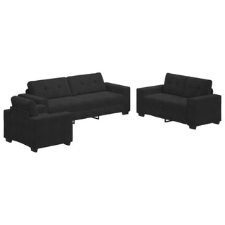 vidaXL 3 Piece Sofa Set with Cushions Black Velvet - Sofa In Store