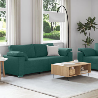 vidaXL 2 Piece Sofa Set with Cushions Dark Green Fabric