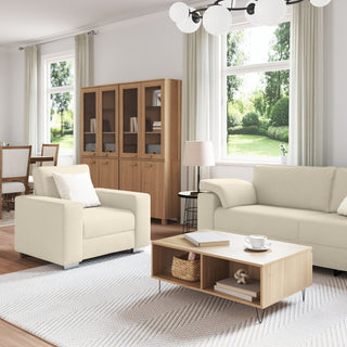 vidaXL 3-Piece Sofa Set with Cushions in Linen - 3324607 - Sofa In Store