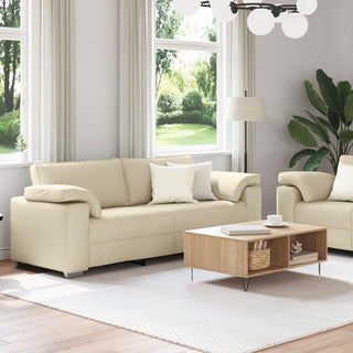 vidaXL 2 Piece Sofa Set with Cushions Cream Fabric - Sofa In Store