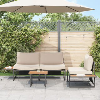 vidaXL 3 Piece Garden Sofa Set with Taupe Cushions