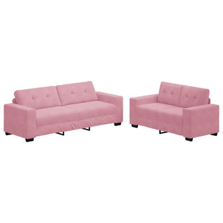 vidaXL 2 Piece Sofa Set with Cushions Pink Velvet