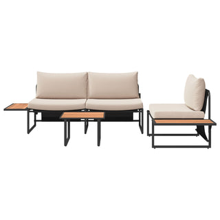 vidaXL 3 Piece Garden Sofa Set with Taupe Cushions