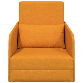 Front view of the vidaXL Floor Sofa Bed 2-in-1 in dark yellow fabric (65x80x83 cm) with a matching cushion and sleek lines—a versatile, contemporary alternative to classic styles from vidaXL.