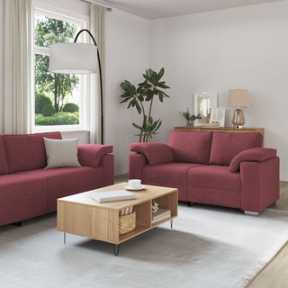 vidaXL 2 Piece Sofa Set with Cushions Wine Red Fabric