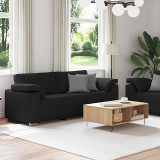 vidaXL 2 Piece Sofa Set with Cushions Black Fabric - Sofa In Store