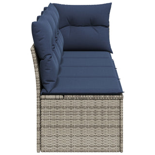 vidaXL Garden Sofa Beige and Navy Blue Rattan and Polyester Large - Sofa In Store