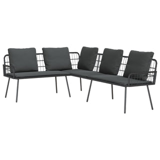 vidaXL 4 Piece Garden Sofa Set with Cushions Black Poly Rattan - 3328650 - Sofa In Store