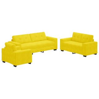 vidaXL 3 Piece Sofa Set with Cushions Yellow Velvet - Sofa In Store