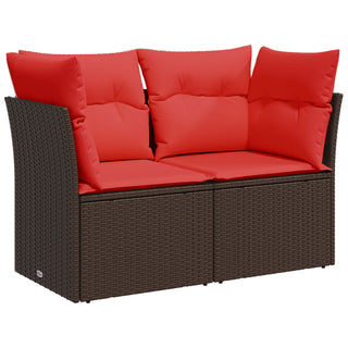 vidaXL Garden Sofa Red, Brown Rattan, Fabric Compact Seats Many - Sofa In Store