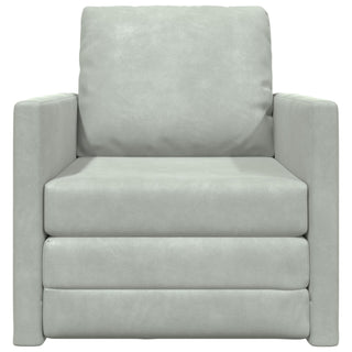 vidaXL Floor Sofa Single Convertible Velvet 74x77x81 cm Light Grey - Sofa In Store