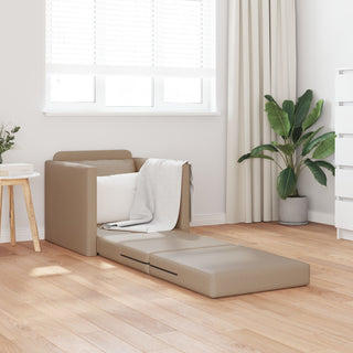 vidaXL Floor Sofa Bed 2-in-1 Cappuccino 74x77x81 cm Faux Leather - Sofa In Store