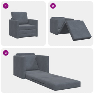 vidaXL Floor Sofa Single Convertible Velvet 74x77x81 cm Dark Grey - Sofa In Store