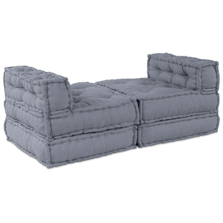 vidaXL 4-Seater Modular Pouffe Sofa Convertible Grey Fabric - 3315094 - Sofa In Store