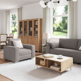 vidaXL 3-Piece Sofa Set with Cushions in Taupe Fabric