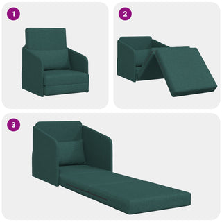vidaXL Floor Sofa Bed 2-in-1 Dark Green 65x80x83 cm Fabric