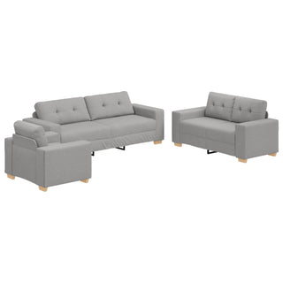 vidaXL 3-Piece Sofa Set with Cushions in Cloud Grey Fabric - Sofa In Store